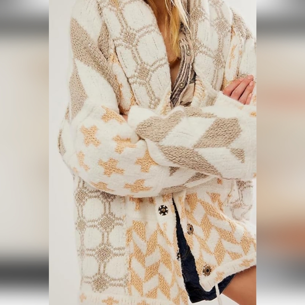 NWOT FREE PEOPLE BRIGHT OPTIMISTIC CARDIGAN IN NATURAL